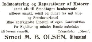 Annonse fra smed M.B. Olsen under Harstadutstillingen 1911.jpg