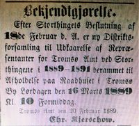 181. Annonse fra stiftamtmann Chr. Kjerschow i Tromdø Amtstidende 2702 1889.jpg
