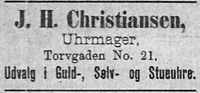 278. Annonse fra urmaker J. H. Christiansen i avisa Banneret 15.8.1892.jpg