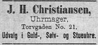287. Annonse fra urmaker J. H. Christiansen i avisa Banneret 15.8.1892.jpg