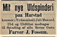 Tromsø Amtstidende 23. juni 1898 for sitt blivende ullspinneri.