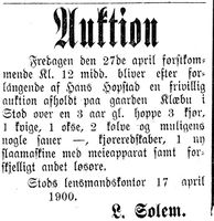 Fra avisa Indtrøndelagen 18. april 1900