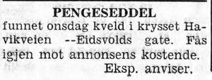 Annonse om funnet pengeseddel i Namdal Arbeiderblad 28. 10.1950.jpg