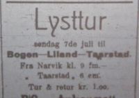 88. Annonse om lysttur i anledning DNTs landsmøte i avisa Fremover lørdag 6. juli 1912.jpg