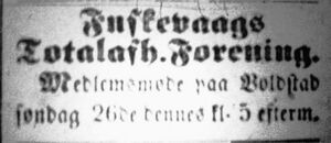 Annonse om medlemsmøte i Fuskevaags Totalafholdsforening på Voldstad i Senjens Tidende 10.02.1888.jpg