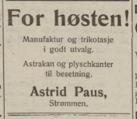 Annonse i Akershus Arbeiderblad 4. oktober 1929.