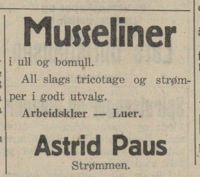 Annonse i Akershus Arbeiderblad 4. mai 1929.