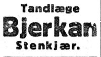 69. Anonse fra tannlege Bjerkan i Inntrøndelagen 20.1. 1926.jpg