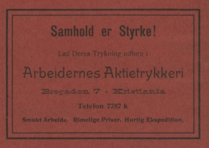 Arbeidernes Aktietrykkeri Annonse 1905.png