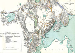Arendal. Alternative jernbanetraseer. Ca. 1905.