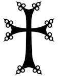 Armensk kors. Latinsk kors med stilisert blomstermotiv på tverrarmenes spisser. Finnes også som gresk kors med samme dekor.
