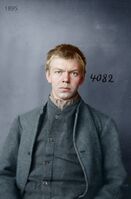 Forbryterbilde fra Kristiania politikammer, 1895 Foto: Digitalt fargelagt (originalbilde hos Digitalarkivet)