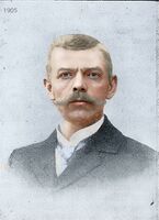 Portrett av Olaf Arnesen fra ca. 1905. Brukt i en politietterlysning Foto: Digitalt fargelagt (orginalbilde i Polititidende