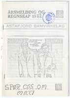 Astafjord Samvirkelag:Årsmelding og regnskap 1982. Omslagsside 1