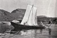 Aurgjelds-trerøring på Våg i Aure kommune. Foto: Kristian Kielland (1930-åra).