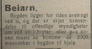 Avisklipp fra Beiarn i Haalogaland 15.12. 1922.jpg