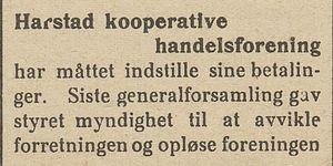 Avisklipp fra Nordlys om Harstad kooperative Handelsforening 12.09. 1908.jpg