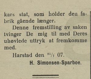 Avisklipp om S. Alsaker Nøstdahl 3 i Nordlys 07.08.1907.jpg