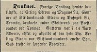 338. Avisklipp om barn som druknet i Tromsø Amtstidende 10.11. 1889.jpg