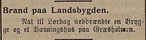 Avisklipp om brann på Græsholmen i Tromsøposten 11.11. 1903.jpg