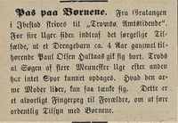 15. Avisklipp om savnet guttebarn i Gratangen i Tromsø Amtstidende 11.08. 1889.jpg