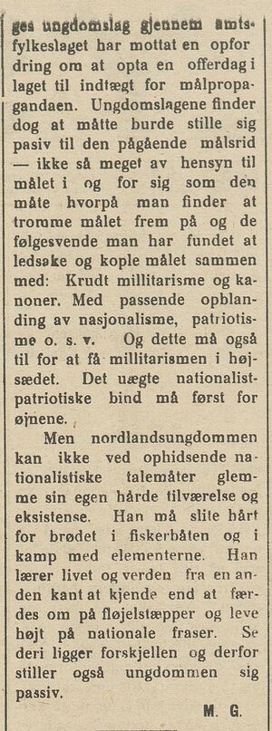 Avisklipp om sild, kooperasjon, militarisme og mål 2 i Nordlys 09. 12.1908.jpg