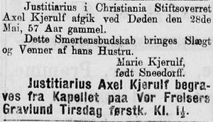 Axel Kjerulf dødsannonse Aftenposten 1880.jpg