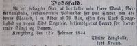 28. Bertel Langballe Morgenbladet dødsannonse 1844.jpg