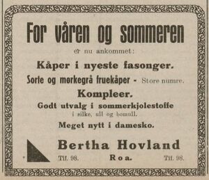 Bertha Hovland annonse Hadeland 30.4.1935.jpg