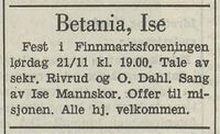 5. Betania Ise - notis (Sarpsborg Arbeiderblad (1964-11-20 s10).jpg