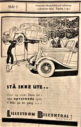 Lillestrøm Bilcentral, annonse 1934.