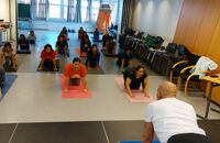 Bilde er tatt under Yoga trening i TRVS 2024. Foto: Lawrence Niranjan