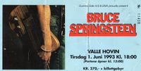 Billett til Bruce Springsteens konsert på Valle Hovin 1. juni 1993. Foto: Stig Rune Pedersen