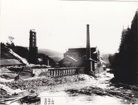 Fabrikken sett fra Bingselva rundt 1920.