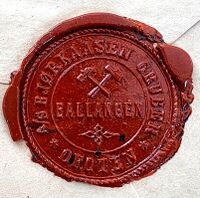 Konvolutt-forsegling med merket til Bjørkåsen gruber (ukjent dato).