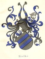 Bjelkes slektsvåpen tegnet i middelalder-stil
