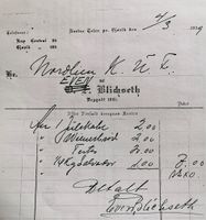 Nordliens K.U.F. kjøpte julekake, wienerbrød, terter og Salvador kaffe av Even Blichseth. Kvittering datert 4. mars 1929.