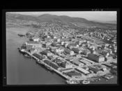 Bodø sett fra lufta på begynnelsen av 1950-tallet. Foto: Nasjonalbiblioteket