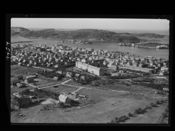Bodø sett fra lufta på begynnelsen av 1950-tallet. Foto: Nasjonalbiblioteket