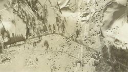 Etter det amerikanske angrepet i november 1943 var det tett med bombehull på Brøter, her i øvre høyre hjørne.