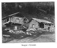 Det gamle tunet på Borgjæ i Borggrend før 1909. (Foto: Bendik Taraldlien)
