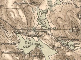 Brakalsvålet nedre under Skinnarbøl kart 1887.jpg