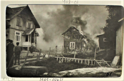 Brann i bolighus nær Strømmen Trævarefabrik 28. mai 1919.