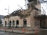 Ruinene etter Franztengården, fotografert dagen etter brannen i 2007. Bygningen ble senere revet og erstattet av et nytt bygg. Foto: Stig Rune Pedersen