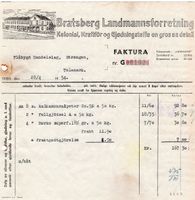 Faktura fra "Landmand" til Flåbygd Handelslag ved Strengen i Nome kommune, datert 28. april 1954.