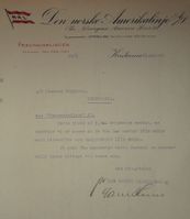 Brev fra Den Norske Amerikalinje i 1921, vedrørende frakt av malt på Stavangerfjord.