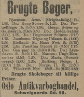 Annonse for brukte bøker i Dagbladet 30. januar 1896. Bokhandel kjøpte og solgte blant annet brukte skolebøker. ‎