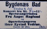 Annonse for Bygdøynes bad fra 1913.