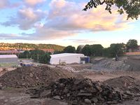 Arbeid med nye Jordal Amfi, juni 2017. Bildet er tatt fra Hedmarksgata. Foto: Elin Olsen