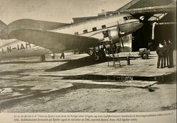 C-47 Dakota var militærutgaven av DC-3, her på Kjeller rett etter krigen.